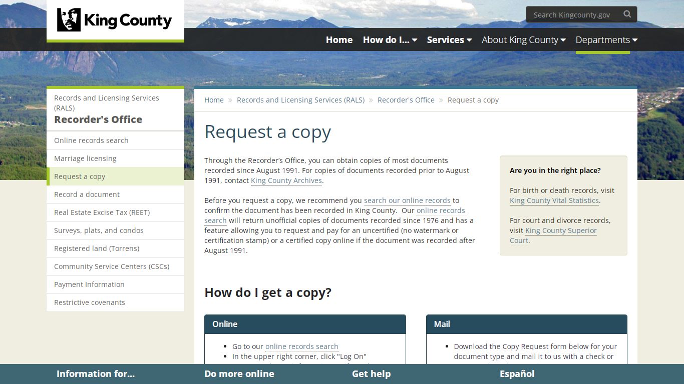 Request a copy - King County